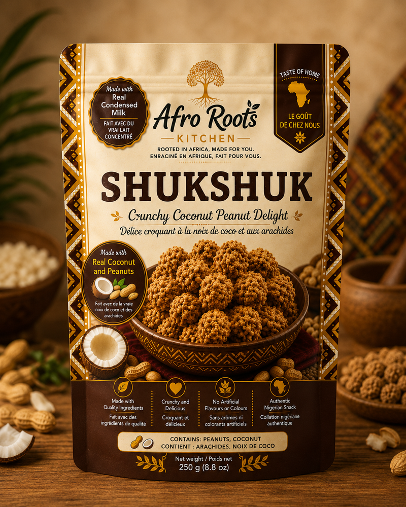 AfroRoots Kitchen Shuk Shuk Crunchy Coconut Peanut Delight